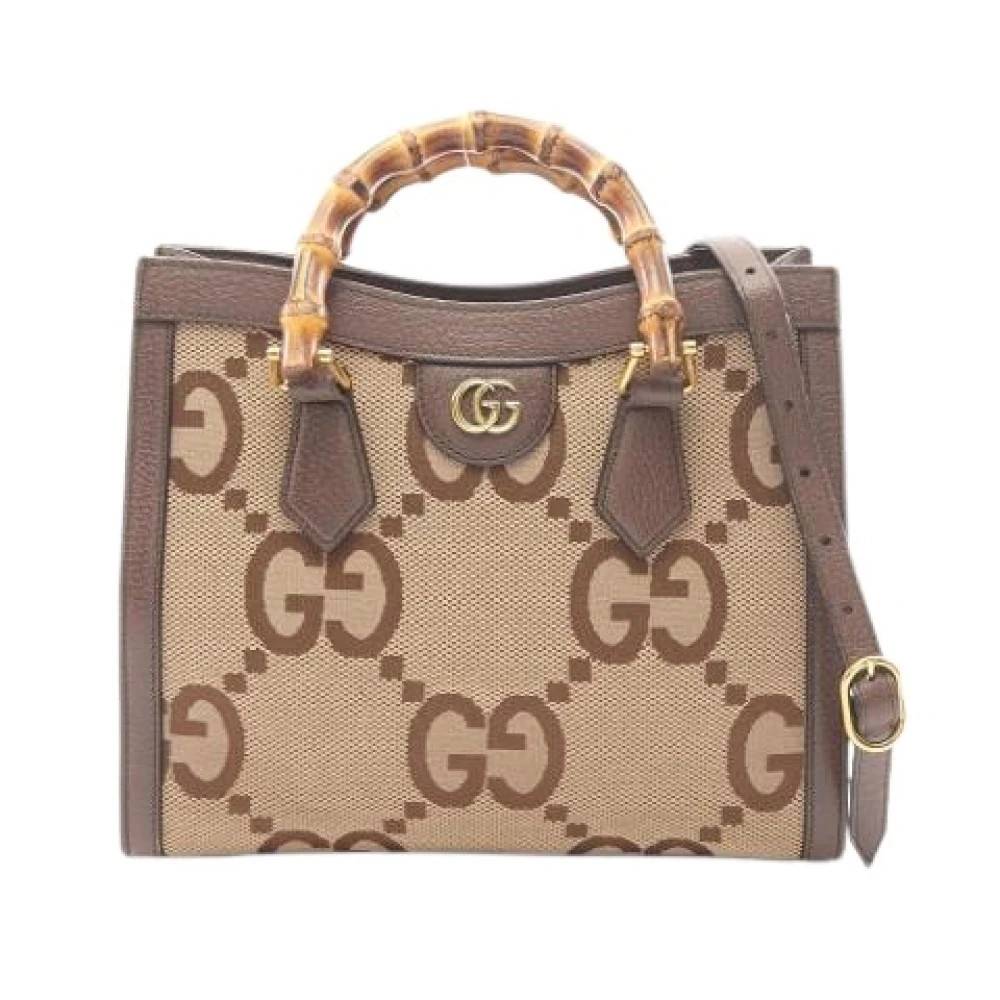 Gucci Vintage Pre-owned Vintage Canvas Håndtaske - Vintage - Dame - Beige - ONE SIZE - Læder
