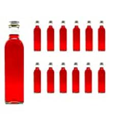 Casavetro Klart Skruv Top Tomma glasflaskor 500 ml - Återanvändbara Påfyllningsbara Twist Av Lock - lufttät Metall Lock för Kombucha Ölbryggning Gin Olja Vinäger Öl Vin Cider, Vodka Soda och Vatten (12 x 500 ml)