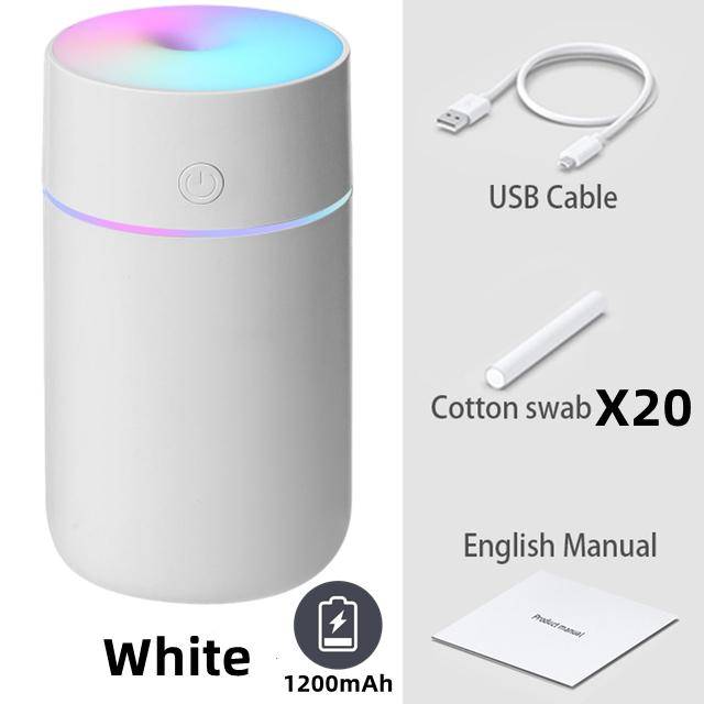 Trådlös luftfuktare Diffuser Bärbar USB Ultraljudsfuktare Hem 1200mAh Batteri Uppladdningsbar Fuktare Dimmaskin 01 filterX20