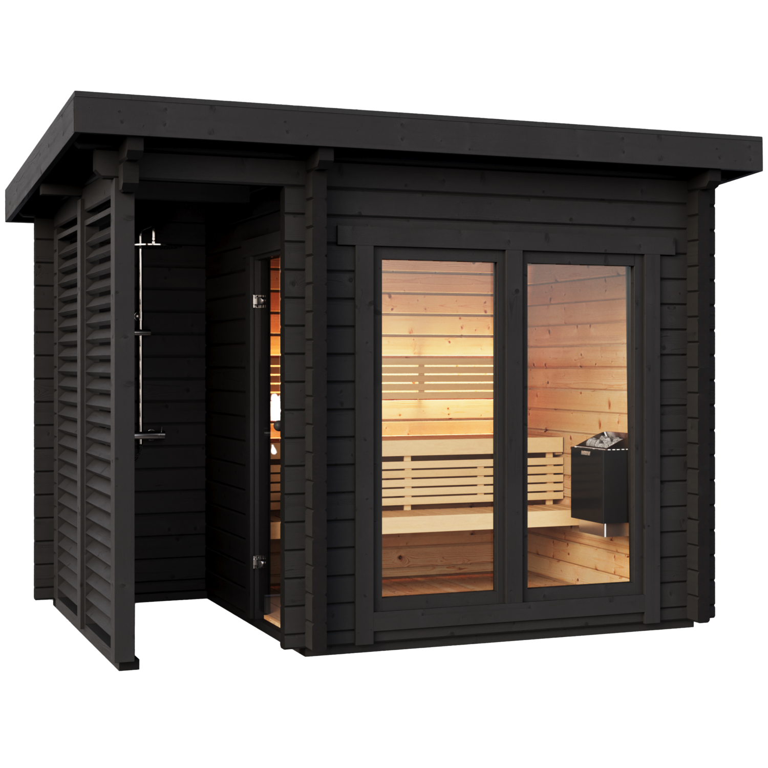 Saunahytte Island m/glasfront/dør 4 pers. Thermowood (uden ovn)