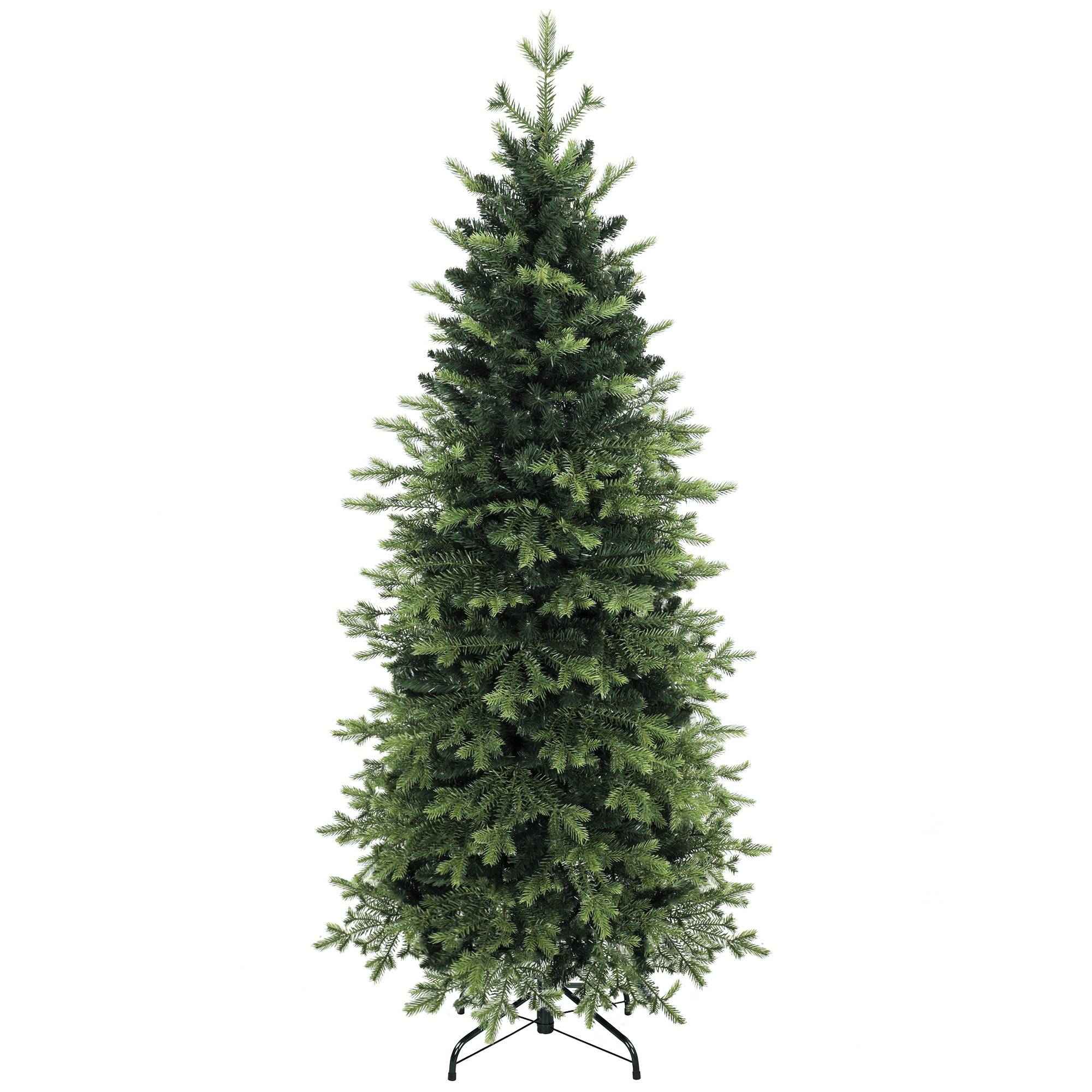 HOMCOM Geneva Fir Hinged Xmas Tree, 6ft/180cm Artificial Christmas Tree with 1610 Branch Tips, Foldable Steel Stand, Green