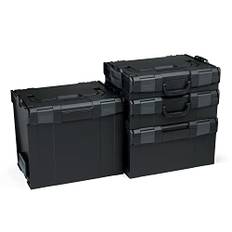 Bosch Sortimo L-BOXX Werkzeugkoffer-Set Gr 1-4 schwarz | Professionelle Werkzeugkästen leer Kunststoff kompatibel mit Bosch professional L-Boxx