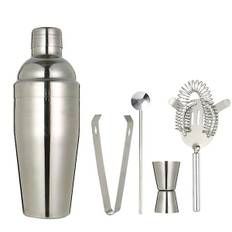 5 stk. Rustfrit Stål 550ml Cocktail Shaker Professionelle Bartender Værktøjer Drikke Mixer Sæt Til Bar RestaurantSølvM