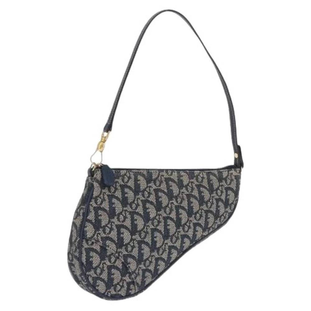 Dior Vintage Pre-owned Trotter Canvas Accessory Pouch - Vintage - Dame - Blå - ONE SIZE - Uld