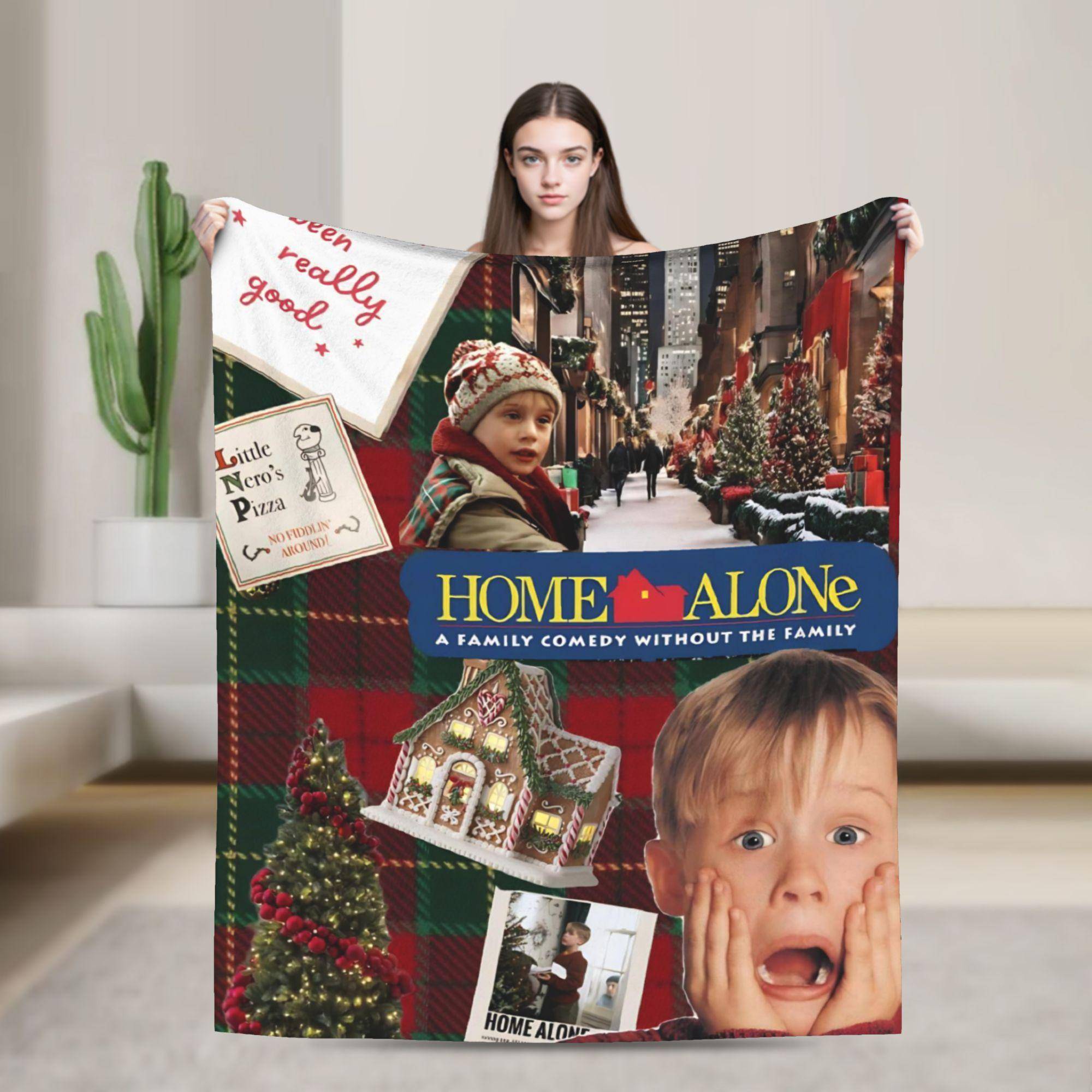 Home Alone Jultomte Komedi Film Tryckt Filt för Män Kvinnor Varm Mysig Fluffig Pläd för Vardagsrum Flera Storlekar