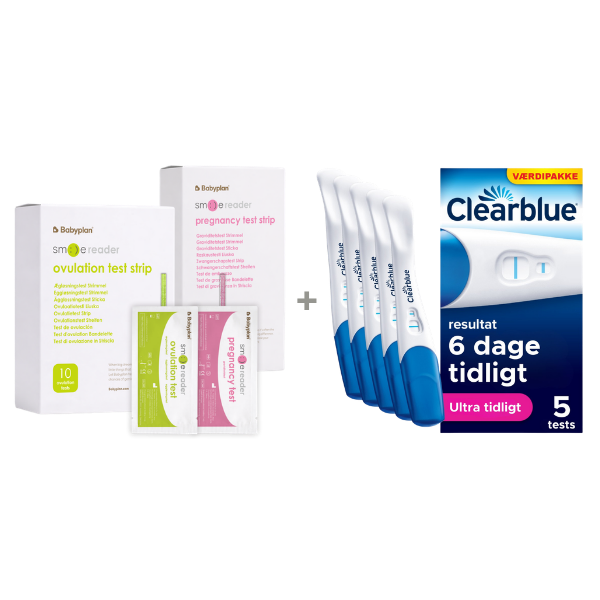 Pakke med Clearblue Ultratidlig Graviditetstest (5 stk.) + ny Smile Reader