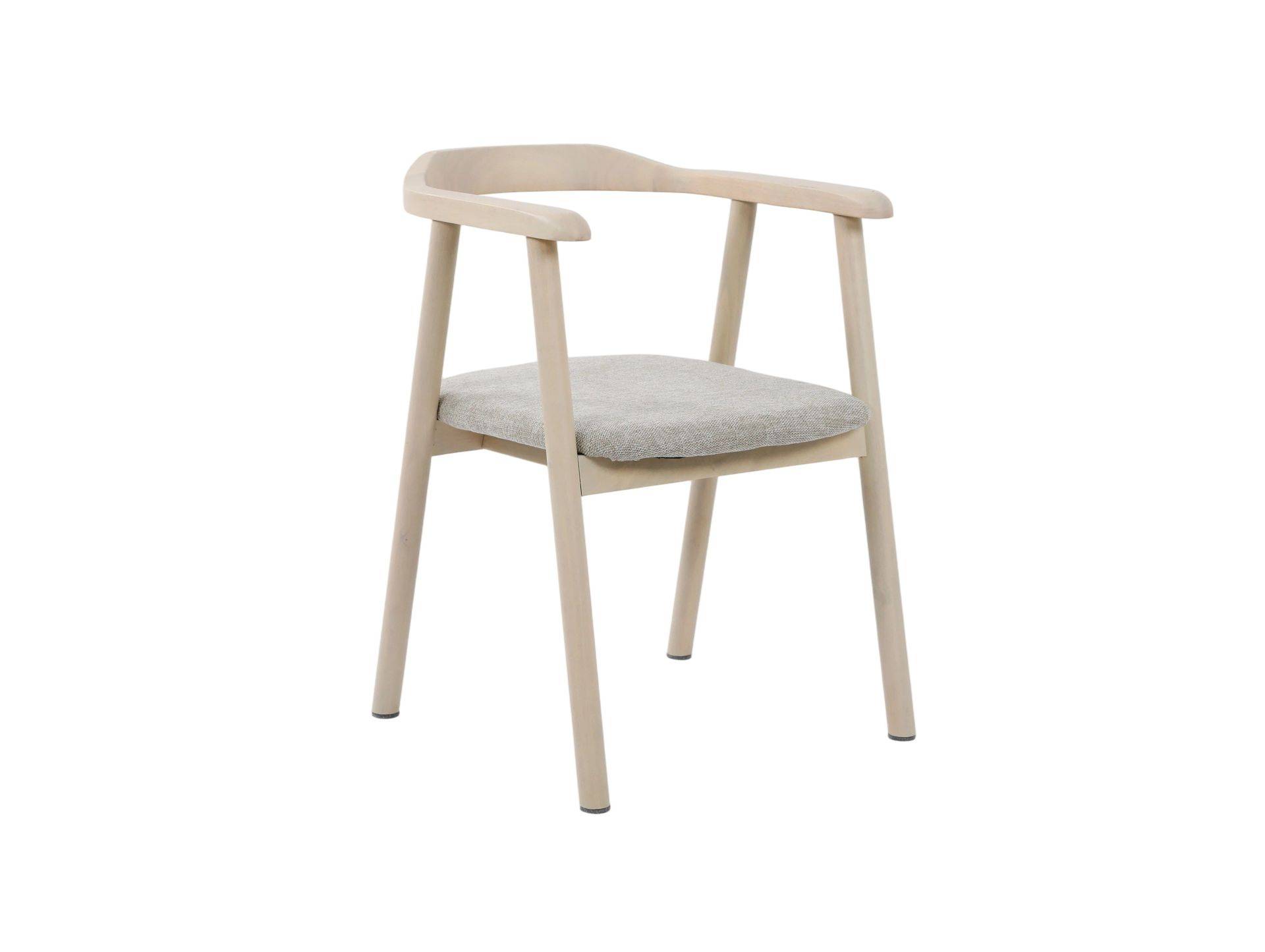 Jolie Matstol i trä med tygsits - Vitlaserad/Beige & köksstol Vit Bark