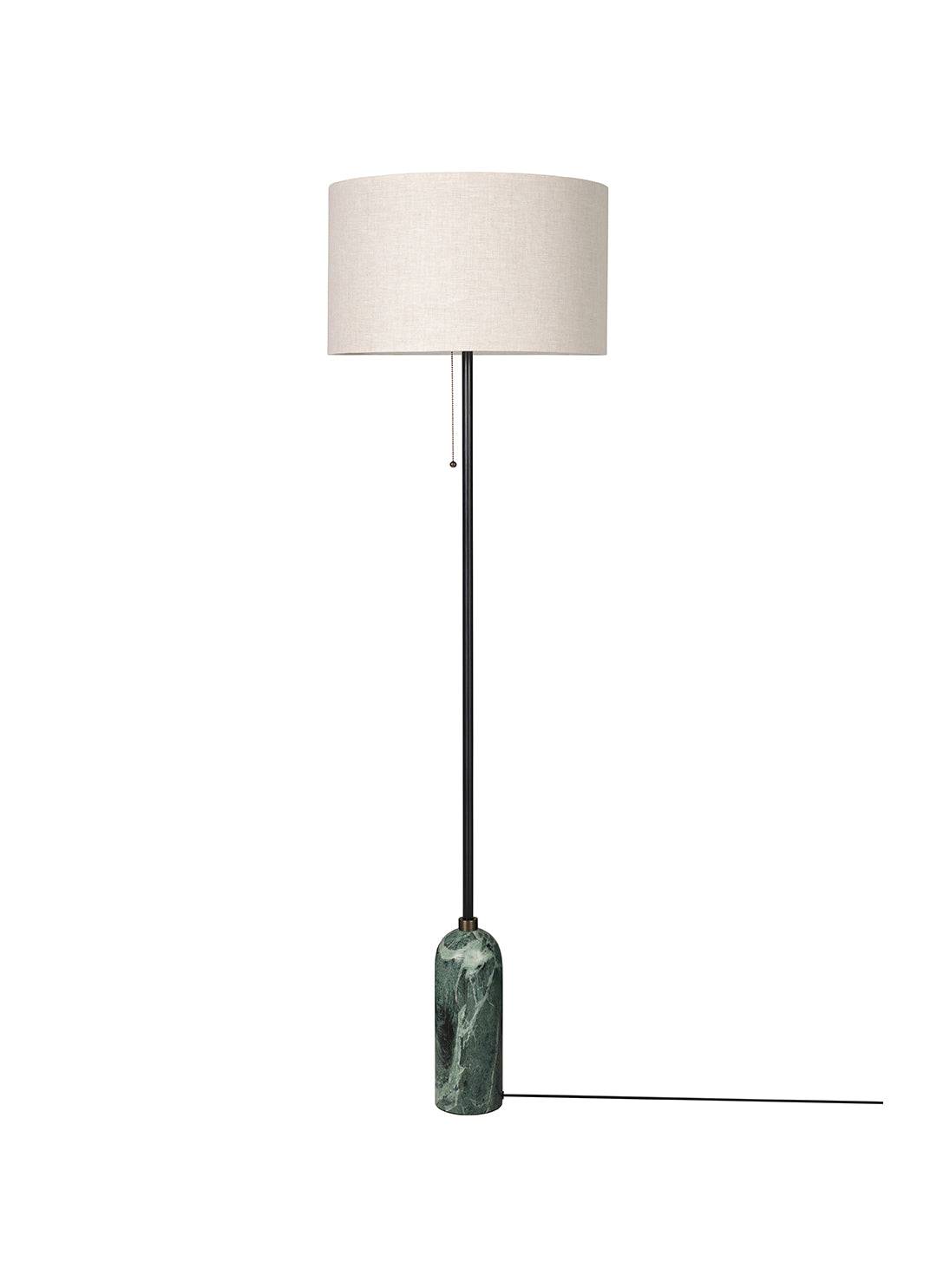 Gravity Gulvlampe, canvas skærm fra GUBI Emerald marmor - Jacobsen Plus