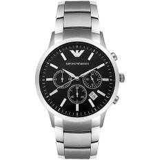 Emporio Armani, Accessoarer, unisex, Grå, ONE Size, Chrono Renato Large Klocka - Ar2434