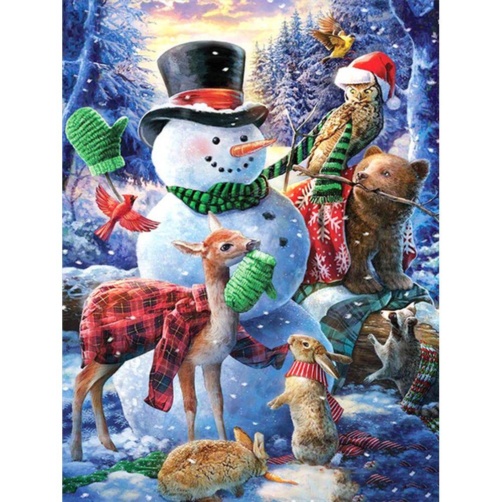 5D Diamantmålning Hund Diamantbroderi Vintermosaik Hel fyrkantig Djurslöjd Juldekorationer Full Square 20X30CM ljusblå färg