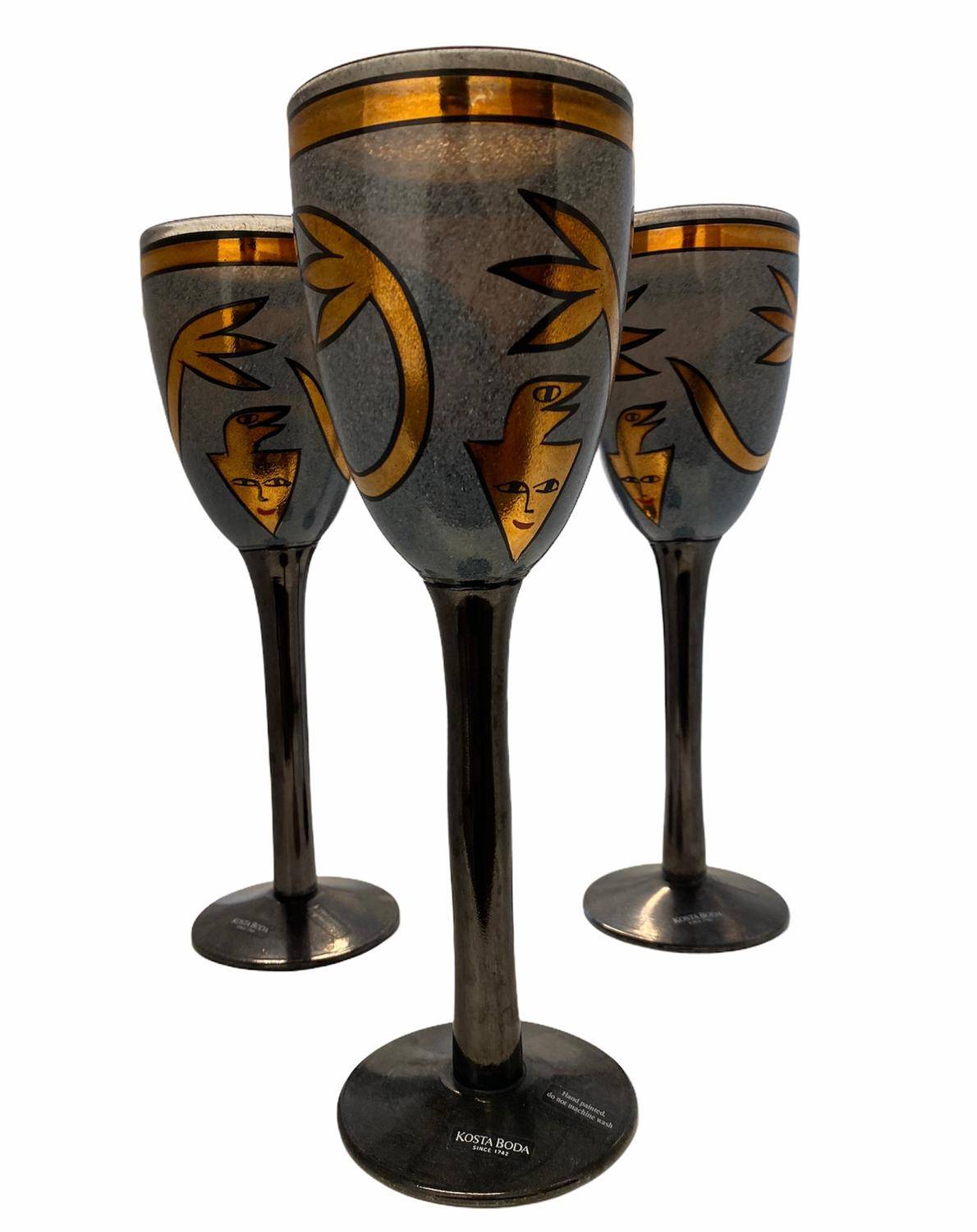 Kosta Boda - Inka - 3 st Vinglas Pokal Design Ulrica Hydman vallien