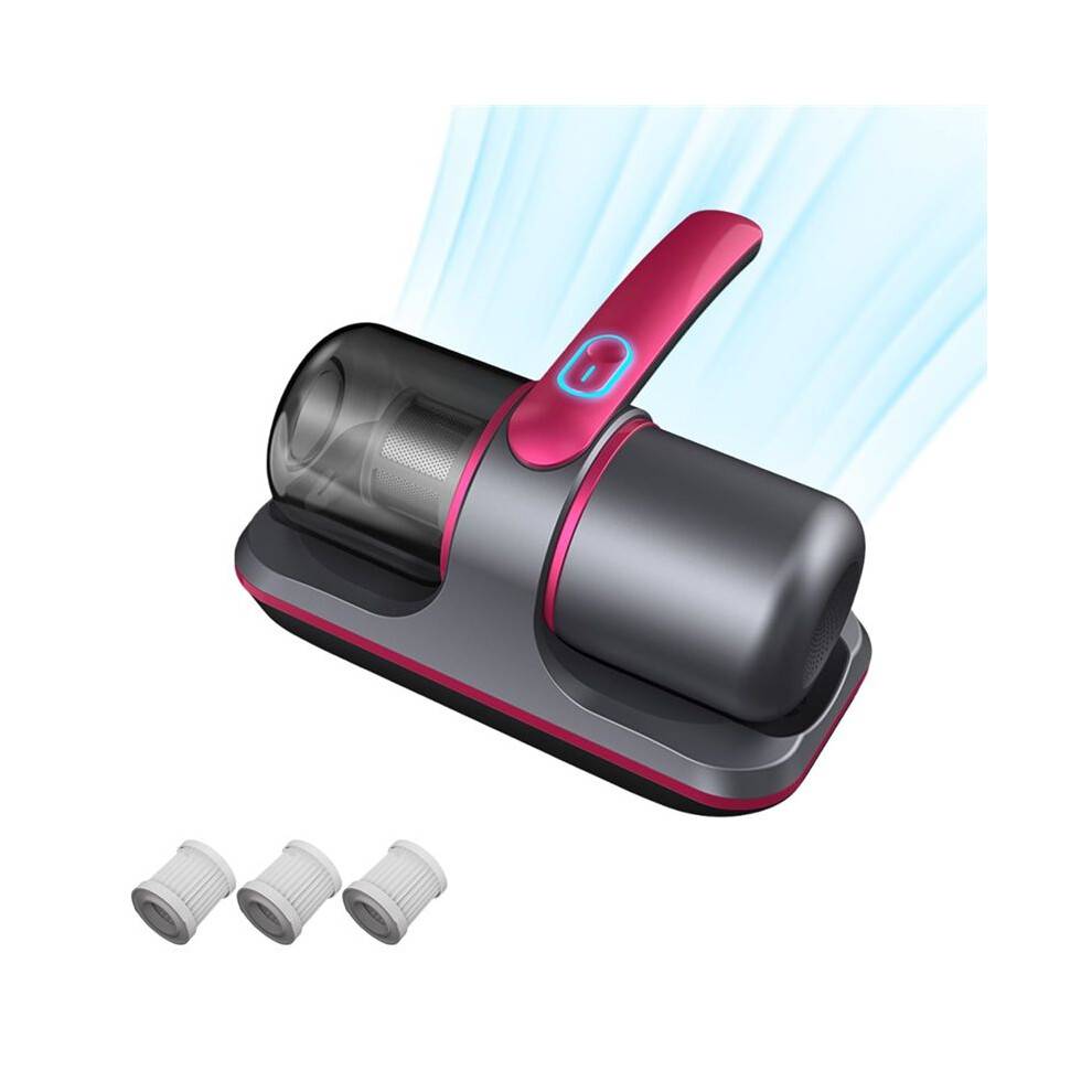UV Handheld Vacuum Vacuum Bed Vacuum Cleaner Cordless UV Mattress Vacuum with Double Flapping Heads,Gray Red