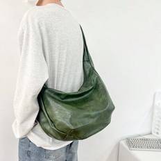 Retro Shoulder Bag, Large Capacity Casual Crossbody Bag With Non-Adjustable Strap, Leather Messenger Bag For Men, New Personalized Shoulder Bag For Co - Green