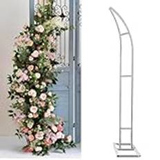 Curved Flower Balloon Frame, Wedding Arch Stand, Arch Photography Backdrop Stand, Metal Wedding Arches for Ceremony Birthday Party Anniversary Decor,White,2.1m+2.4m