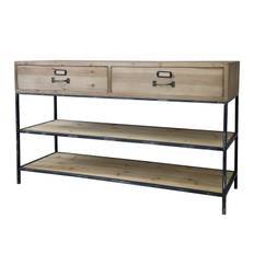 Chic Antique - Anretterbord m/2 skuffer og 2 hylder Naturlig H72xB124xL42cm.