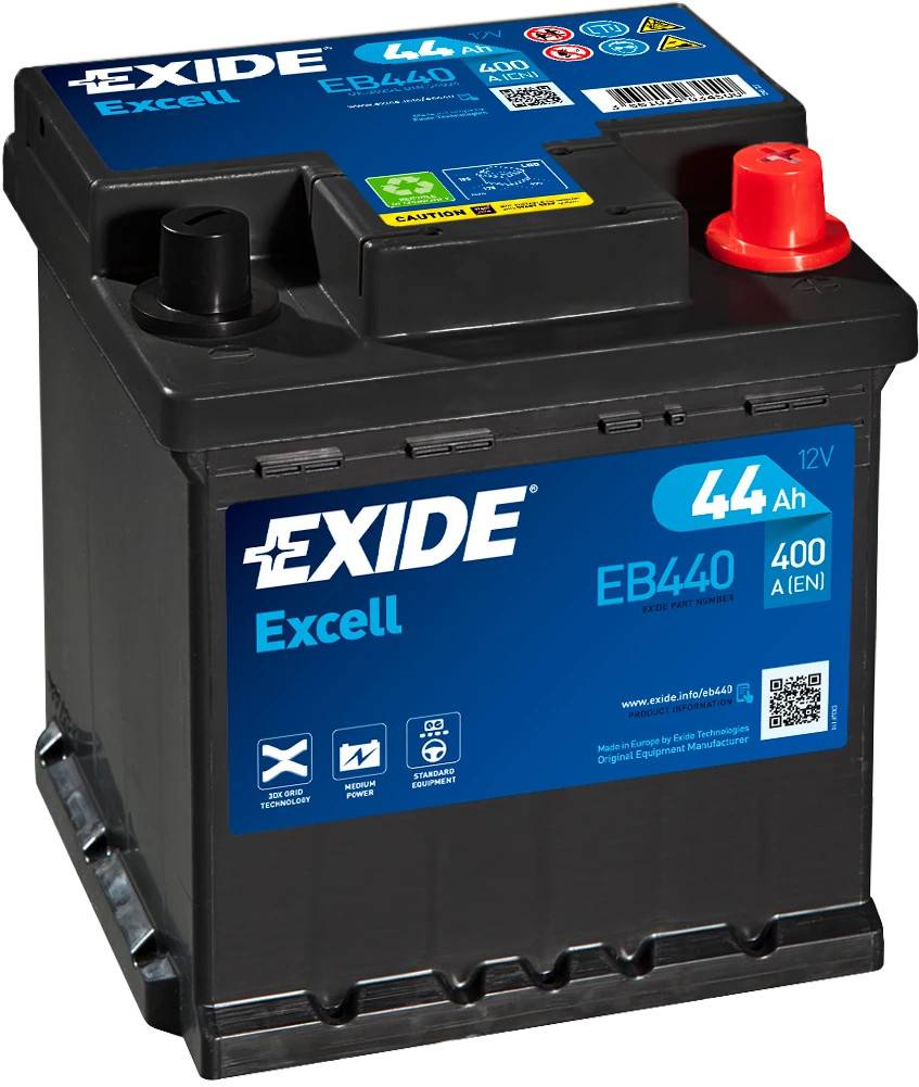 Startbatteri - Exide Excell EB440 - 12V (44ah / 400cca)