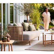 Sense 3-pers. soffa - Natural, large round tube Cane-line Weave incl. taupe Cane-line AirTouch w/QuickDry & Airflow