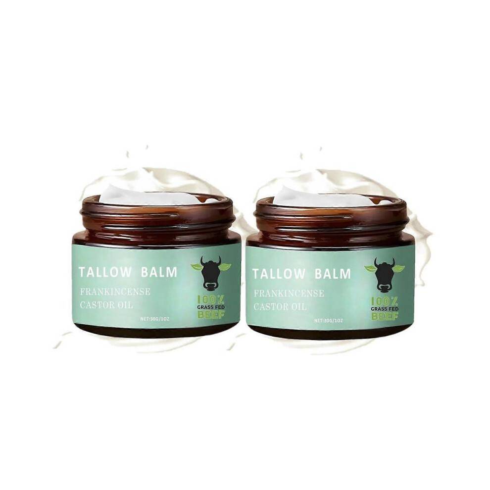 2 Pack Tallow of Grass-Fed Cattle with Frankincense Oil and Castor Oil, Beef Tallow Castor Oil Frankincense, Beef Tallow Moisturising Cream for Skin