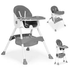 Barnmatarstol med bricka och korg, 5-punktssele, grå, ECOTOYS