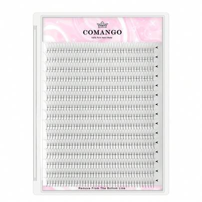 CoMango 600Fans C/D Spetsig Bas Färdiga Volymfläktar Ögonfransförlängning 3D 0,07 mm Individuella Vassa Spetsiga Fläktar Anpassade Logofranskluster, Ö - Multifärgad
