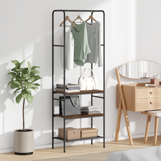 vidaXL Klädhängare med hyllor med hylla Rökfärgad ek 60 x 30 x 171 cm
