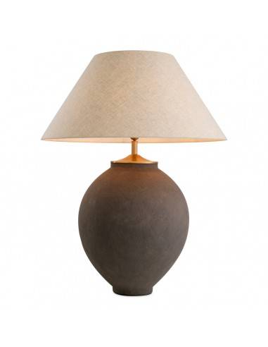 Eichholtz Moon Jar bordlampe i keramik og linned H102 x Ø79 cm 1 x E27 - Grå ler finish/Taupe