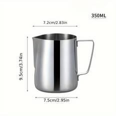 TEMU Stainless Steel Manual Milk Frother Pitcher - 1pc 600ml Handheld Milk Foaming Jug For Latte Cappuccino, Espresso Machine Accessory For Home, Restaurant, Hotel, Coffee Shop, Office