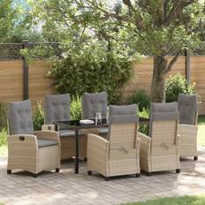 7 stk have spisesæt med puder beige poly rattan
