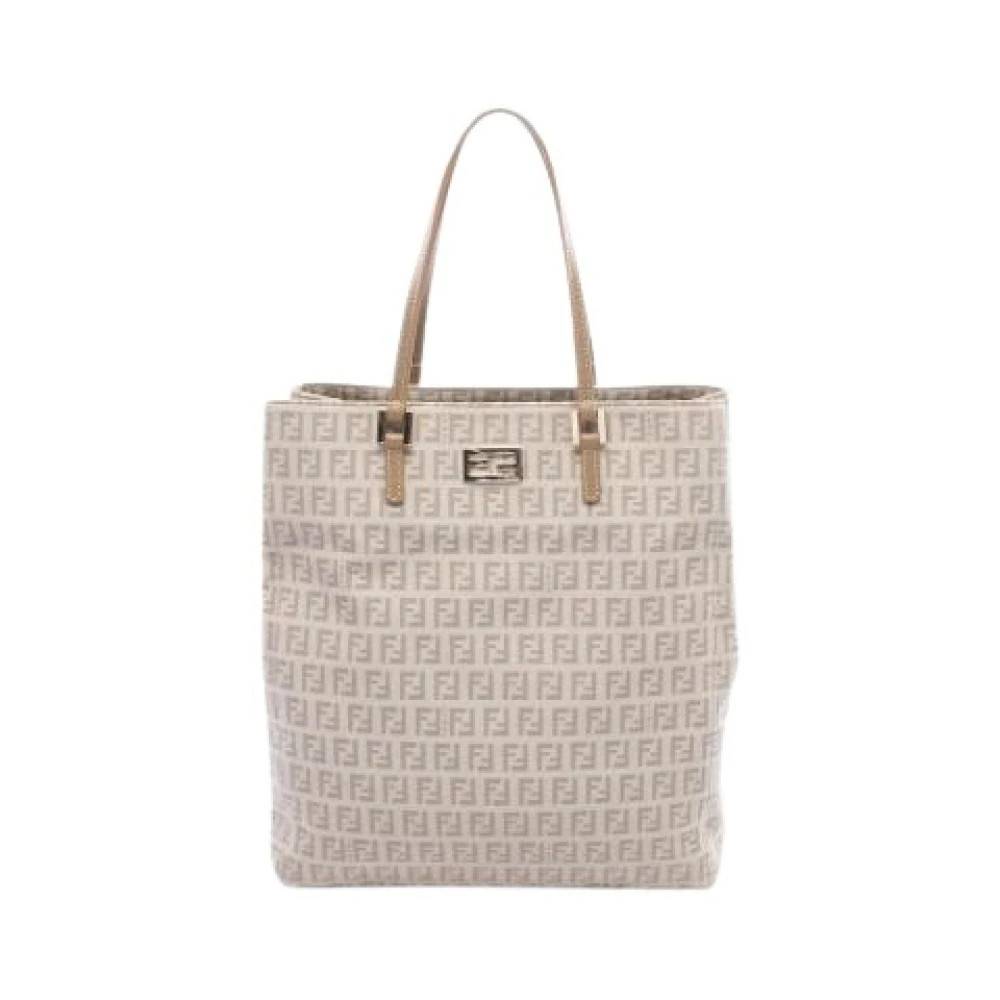 Fendi Vintage Pre-owned Vintage Canvas Tote Bag - Vintage - Dame - Beige - ONE SIZE - Læder