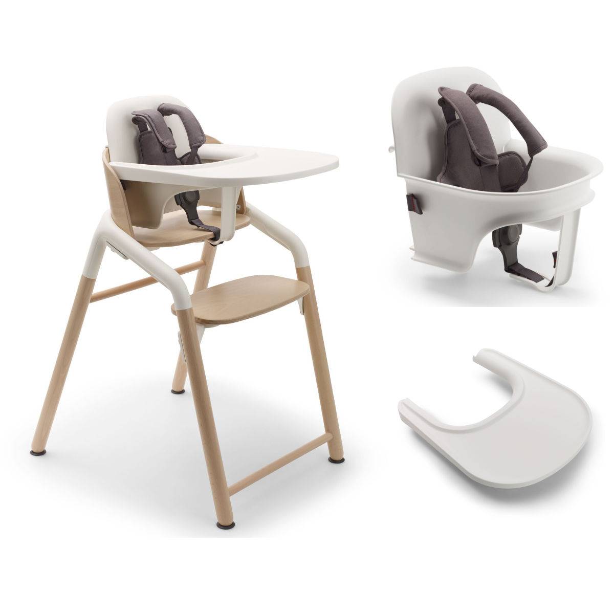 Bugaboo Giraffe High Chair Set 3 in 1 incl. Baby Set & Tray - Neutral Wood / White