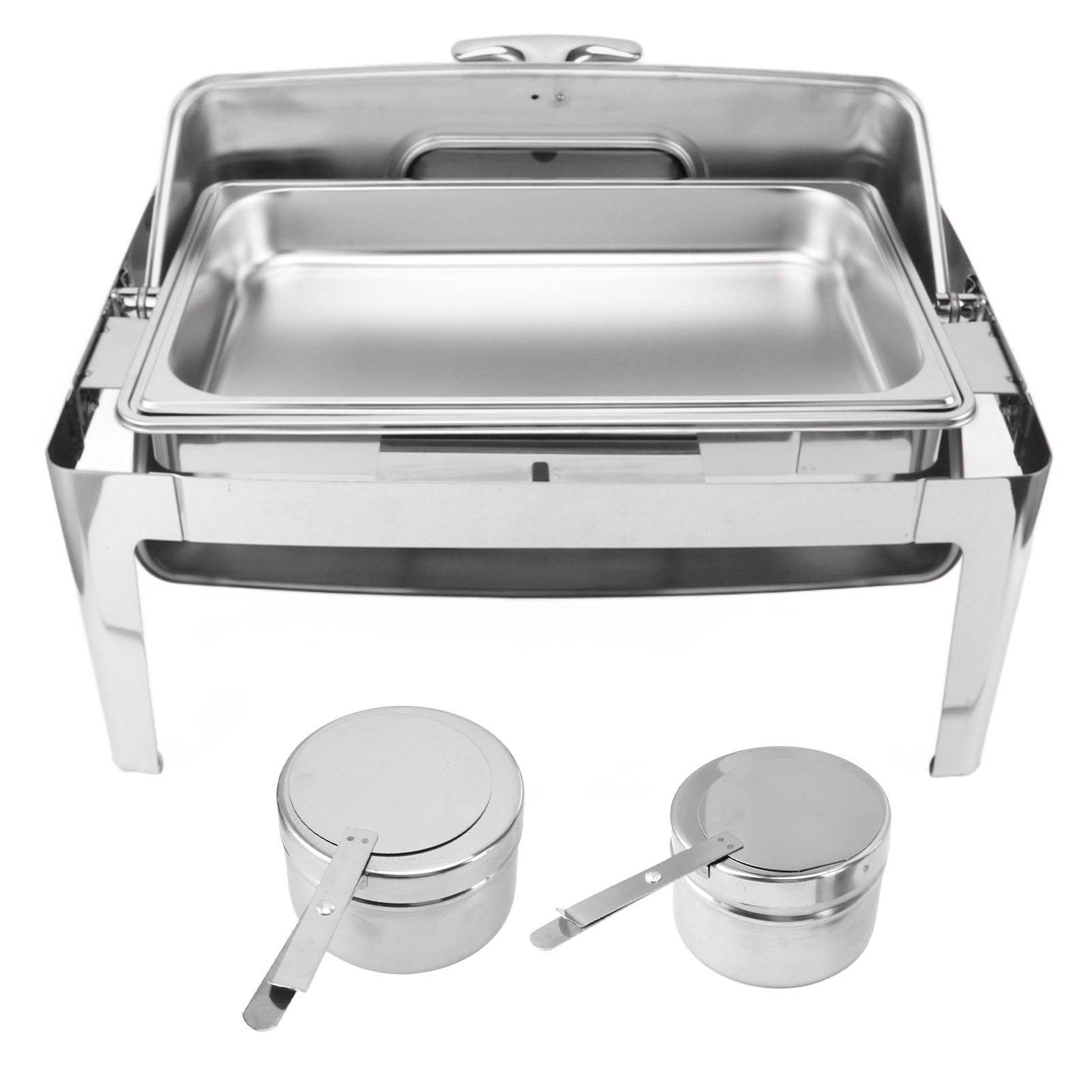 Chafing Dish Stainless Steel Buffet Chafer 9L Buffet Catering Food Warmer Transparent Glass Lid Single Food Tray