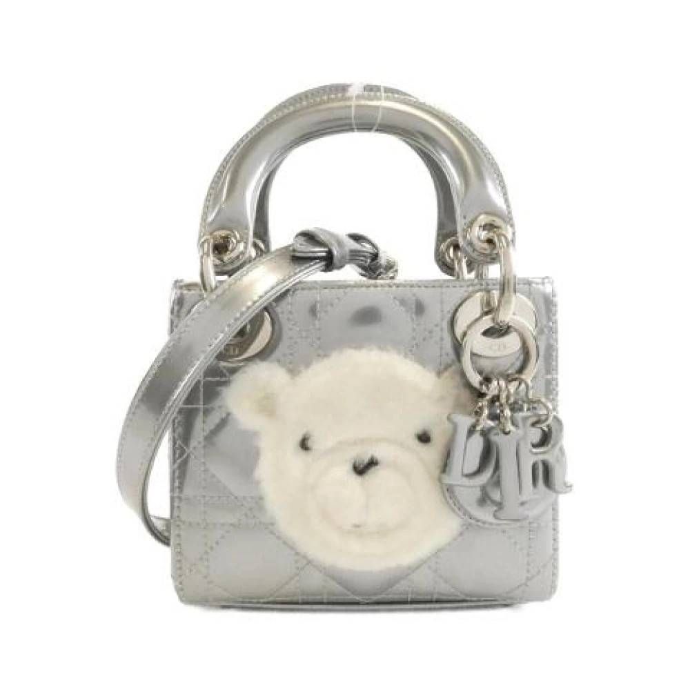 Dior Vintage Pre-owned Skuldertaske i Patentlæder - Vintage - Dame - Grå - ONE SIZE - Uld