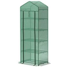 Drivhus med 5 hylder, 69 x 49 x 193 cm, transparent - grøn