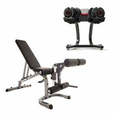 Body-Solid Flat/Incline/Decline Utility Bench, 4-41kg SelectTech Dumbbells (Pair) & SelectTech Dumbbell Stand