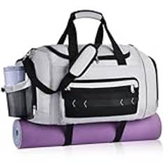 Dimayar liten gymväska, 37 l sport duffle bag med skofack, hållbar reseväska för män och kvinnor, vattenavvisande med justerbar axelrem, perfekt för träning, fitness och weekendresor, silver