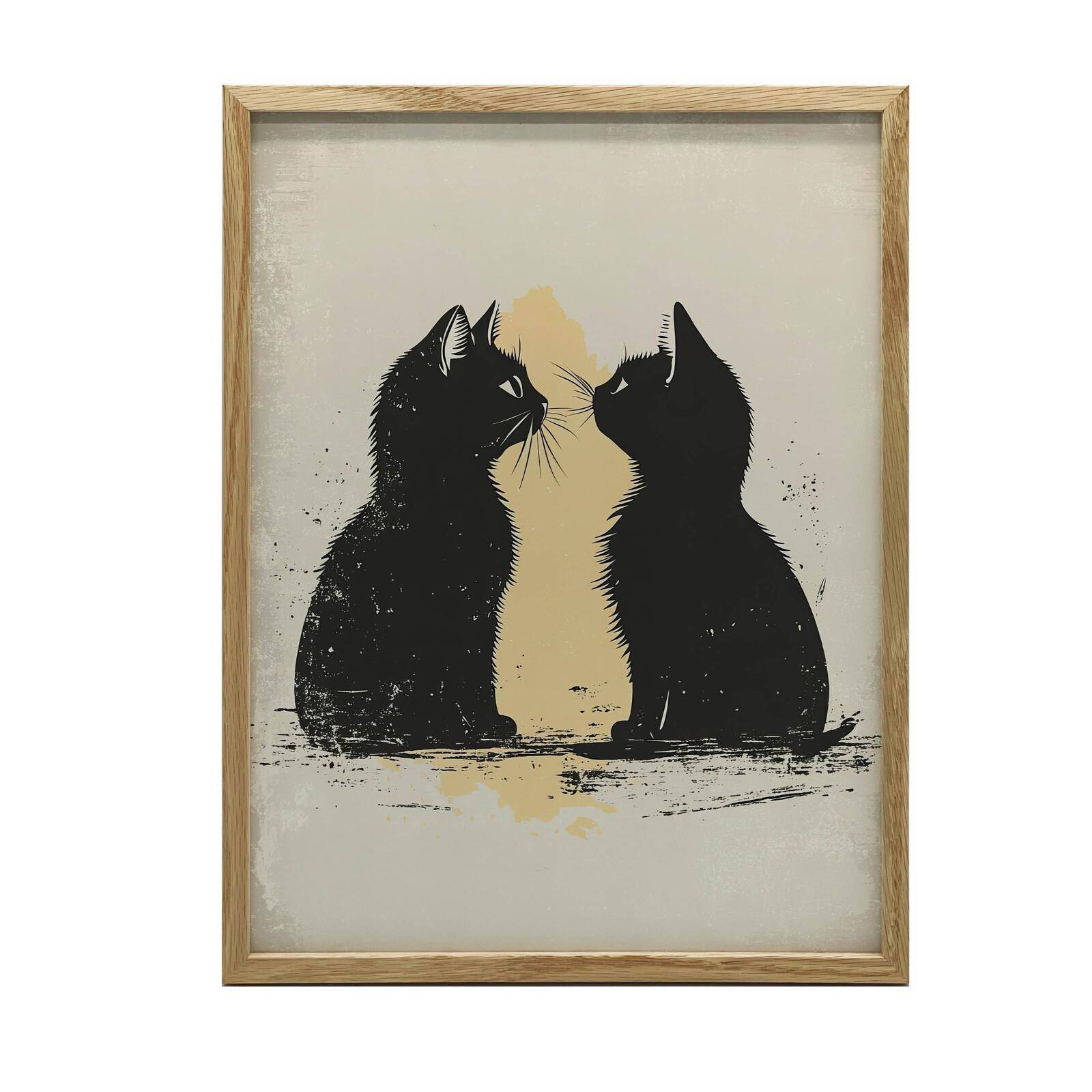 Kärlek i kattstil Kärlek i kattstil, 30x40 cm, Utan Ram, Premiumduk på Spännram 36