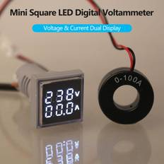 Mini Square Digital Volt-amperemeter Voltammeter Amperemeter Voltmeter Dubbel LED Display Spänning & Ström gul
