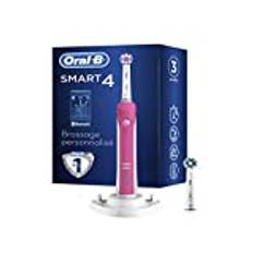 Oral-B Smart 4 4000 W elektrisk tandborste, med timer och två 3D White borstar, rosa