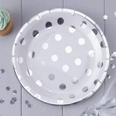 Papptallrikar - Silver Dots - 8-pack