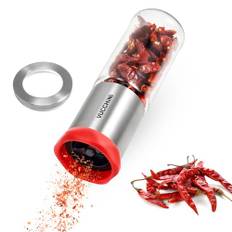 Vucchini Chilikvarn rostfritt stål & glas, chiliskärare för grova kryddor och torra chilis, kryddkvarn örtkvarn, kryddskärare skärverk