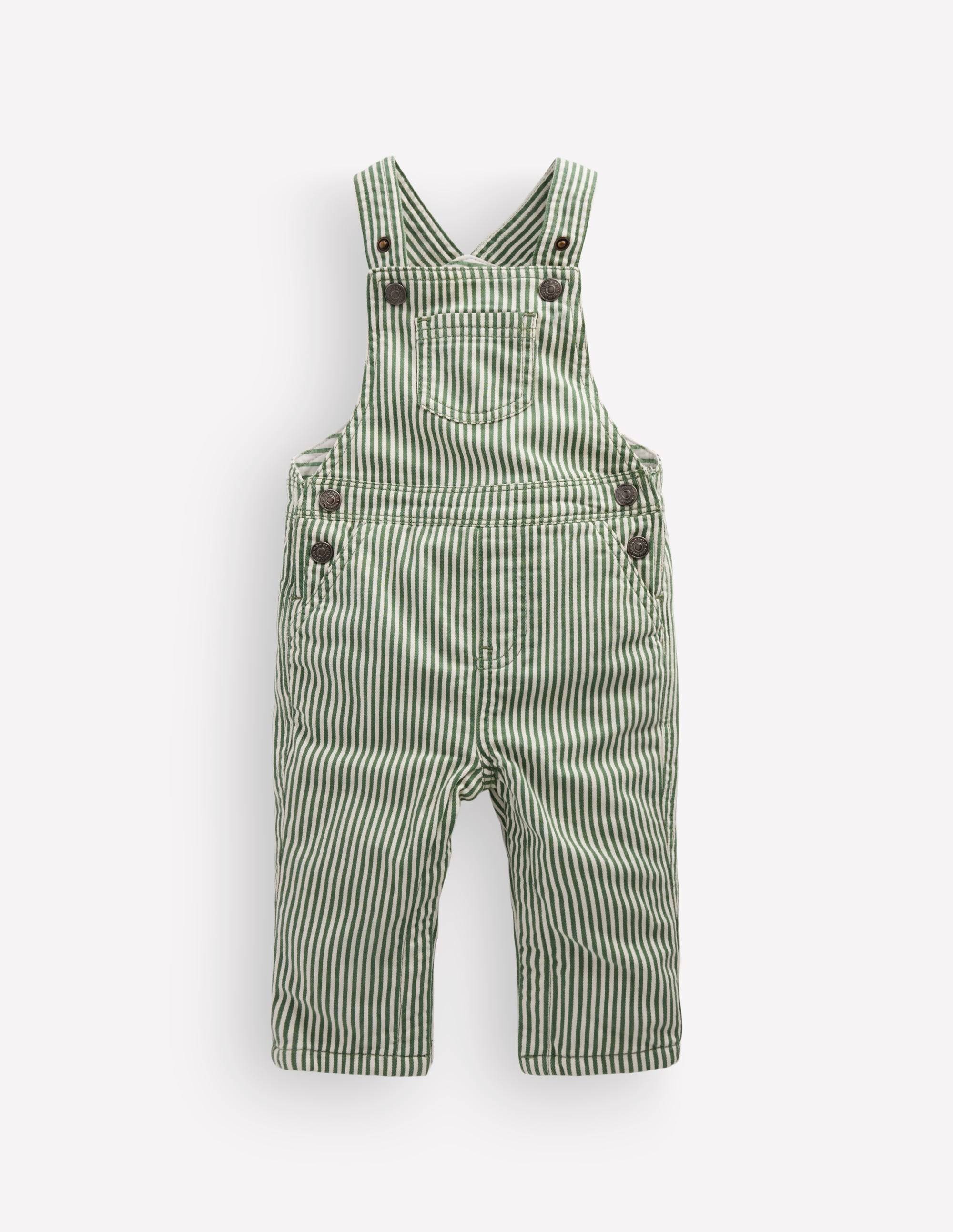 Boden Baby Woven Dungarees in Green | Size 2-3 Years