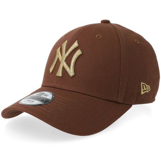 New Era - MLB Brun adjustable Keps - Kids New York Yankees Metallic 9FORTY Black/Metal Gold Adjustable @ Hatstore