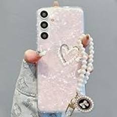 för A 55 35 54 5G Luxury Pearl Heart Handledsrem Fodral för Samsung Galaxy A55 A35 A54 A14 A24 A25 A13 A23 Lanyard Cover GALAXYA55, Rosa, För A35 5G