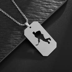 TEMU 1pc New Unique Creative Stainless Steel Glossy Hollow Ice Hockey Pattern Square Pendant Necklace Unisex Personality Charm Fashion Trend Series Accessories Gift