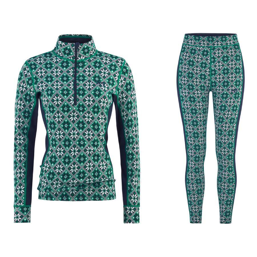 Kari Traa Rose Half Zip High Waist Skiundertøj Sæt Dame - Cress - XS / XL