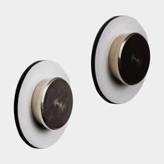 Magnetkrokar Silwy Magnetic Pins Smart, silver, 2-pack + vita självhäftande magnetplattor Ø5 cm