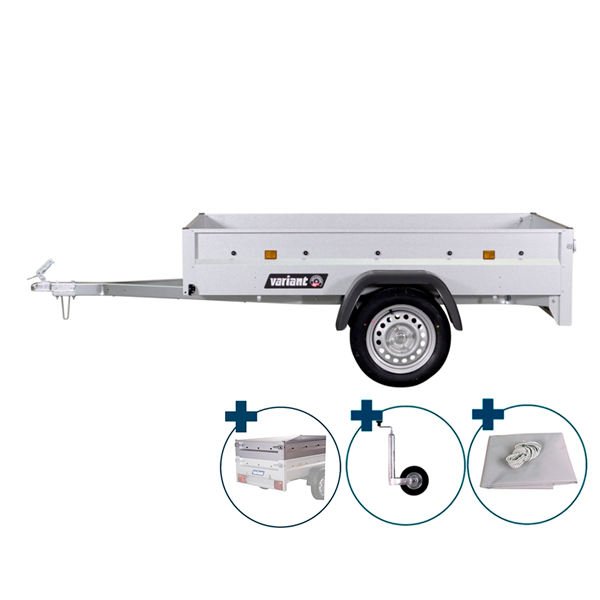 Variant 205 S1 ladtrailer - 500 kg | Inkl. ekstrasider, presenning, næsehjul og montering