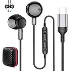 USB C-hörlurar för Galaxy A55 A35 Samsung A54 A34 S24 ultra S23 FE, magnetiskt typ-C-headset, USB C-port In-ear hörlurar med kabel och mikrofon för Google 8 Pro Pixel 7a 7 6 Xiaomi 14 13 oneplus 12 11