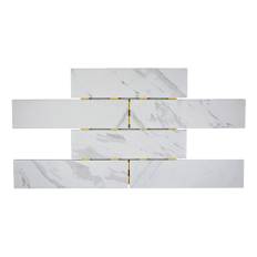 Mosaik Dot Brick Carrara Vit 6X24 Cm