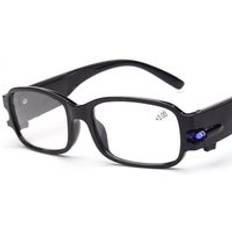 Multistyrka läsglasögon led man kvinna unisex glasögon glasögon dioptriförstoringsglas lyser upp nattsyntesglasögon - 2.5x